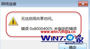 大白菜w7系统无法启用共享访问提示错误ox80004005的解决方法